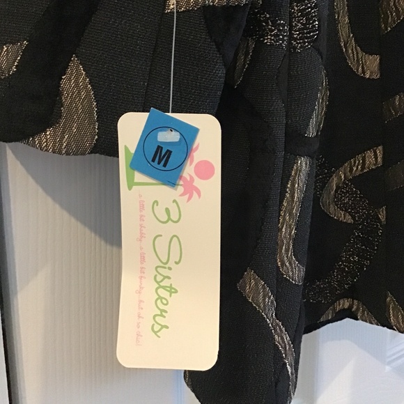 Fabulous 3/4 length black/dark gold brocade textured coat size M - Picture 6 of 9